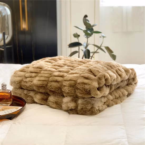 Leopardo jacquard xadrez pele sintética lança cobertores de pele falsa para decoração de casa